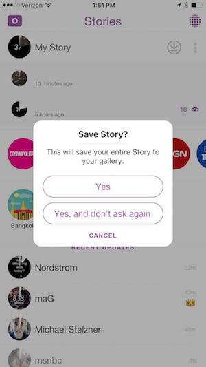 запазете вашата Snapchat история на телефона си