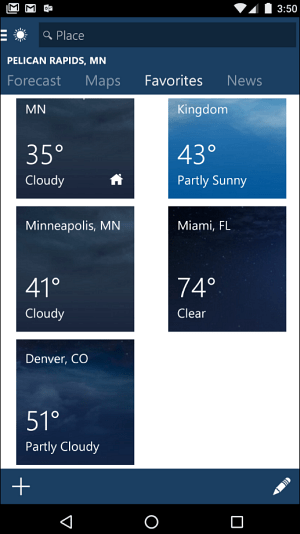 андроид MSN Weather App