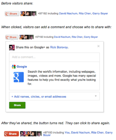 google + бутон за споделяне