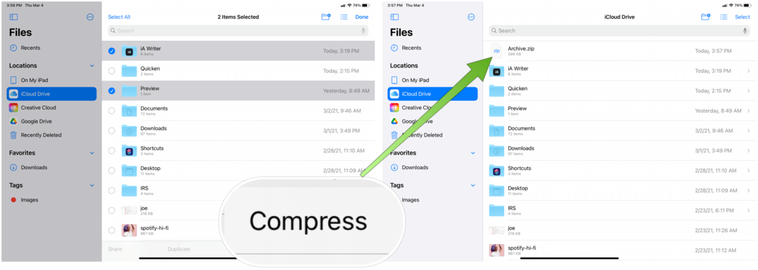 Компресирайте файлове на iPad