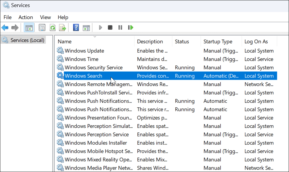 Лентата за търсене на Windows 11 не работи