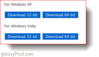 32-битови и 64-битови изтегляния на Windows XP и Windows Vista