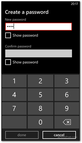 Windows Phone 8 персонализирайте паролата за заключен екран