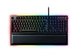 Клавиатура Razer Huntsman Elite Gaming: Бързи превключватели на клавиатурата - Линейни оптични превключватели - Chroma RGB осветление - Магнитна плюшена опора за китката - Специални мултимедийни клавиши и циферблат - Класически черен