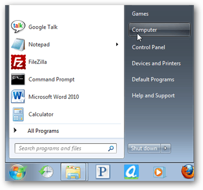 старт менюто Windows 7