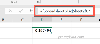 Референция за единична клетка от външен файл на таблица в Excel