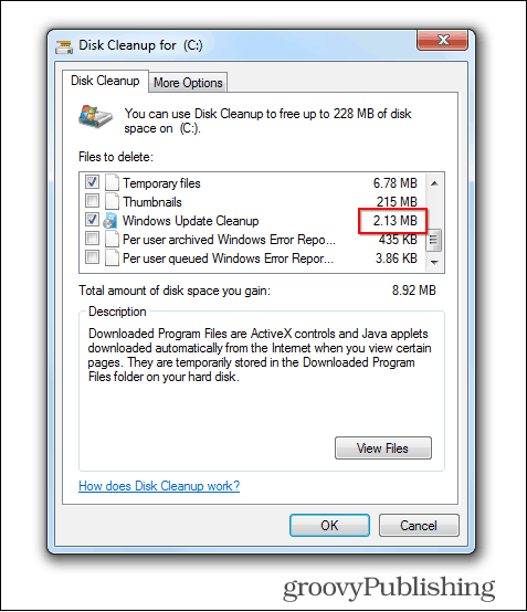Актуализация на Windows 7 ви позволява да изтриете стари файлове за актуализация