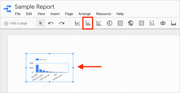 Щракнете върху иконата за елемента, който искате да създадете, и нарисувайте поле във вашия отчет.