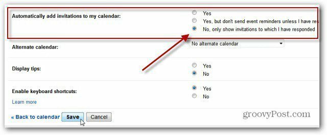 Деактивиране на календара в Google+ Събития Поканете известия