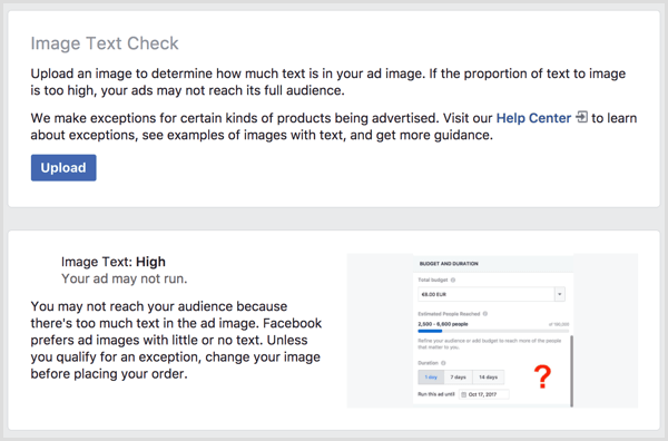 инструмент за проверка на текст на facebook изображение