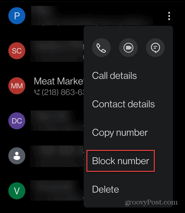 Блокиране на номер на Android