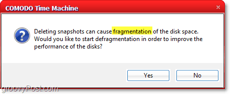 машината за време на comodo може да причини фрагментиране на диска