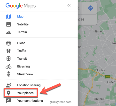 Опция Google Maps Your Places