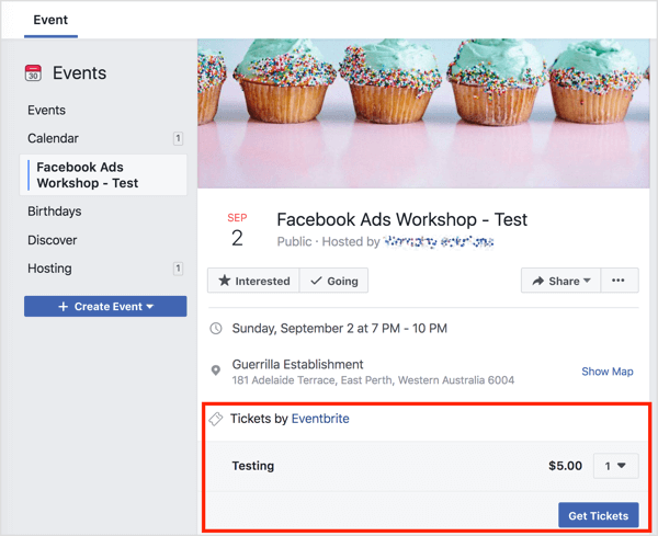 Ето как ще изглежда страницата на събитието във Facebook за вас като администратор.