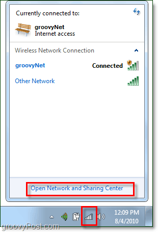 управлявайте мрежи от системната област на Windows 7