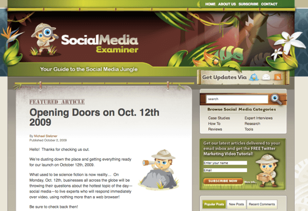 SocialMediaExaminer.com през октомври 2012 г.