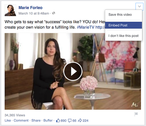 Мари Форлео видео във Facebook публикация