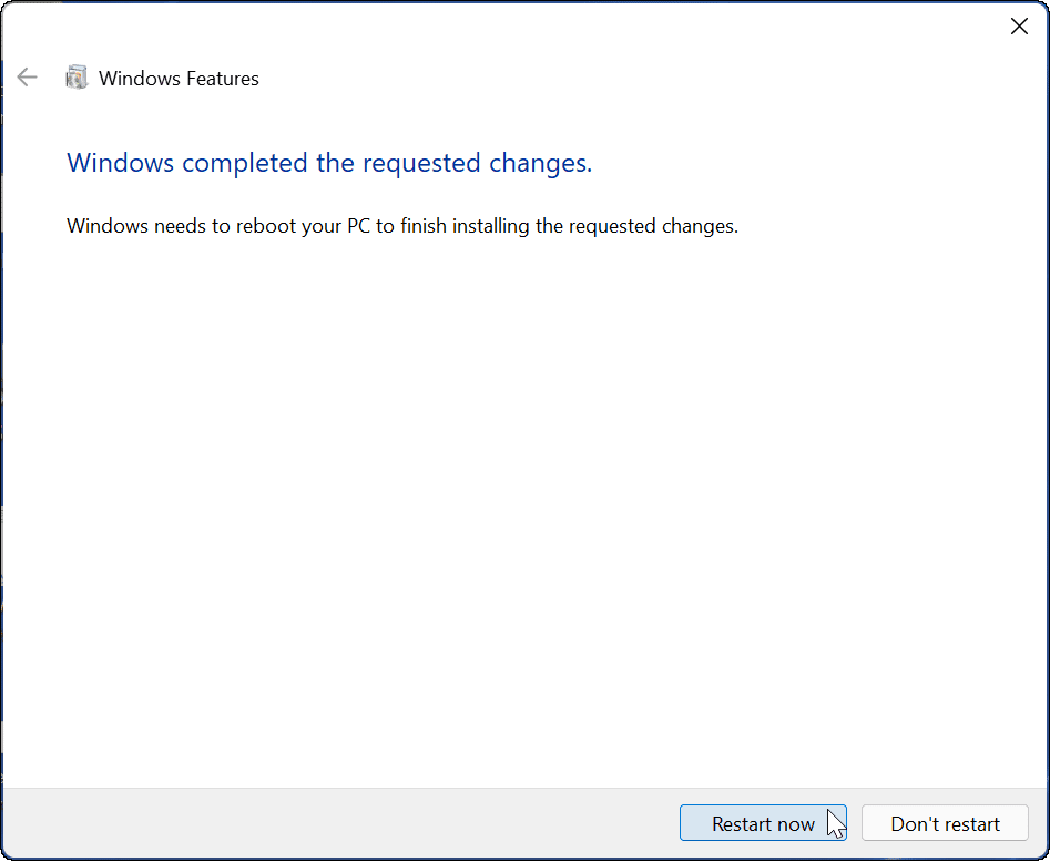 рестартирайте настройката на Windows Sandbox на Windows 11