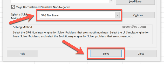 Окончателни опции на Excel Solver