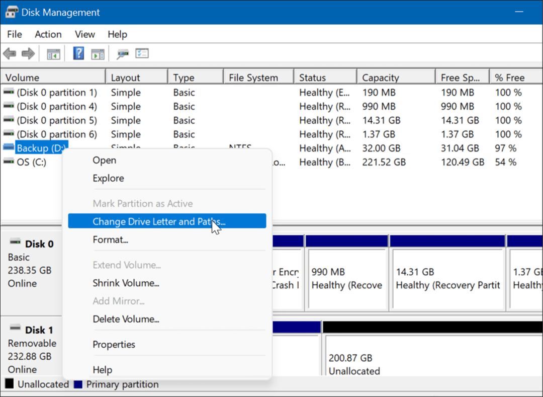 отворете управление на диска в менюто на потребителя на Windows 11 Power