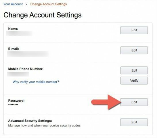 как да промените паролата на Amazon