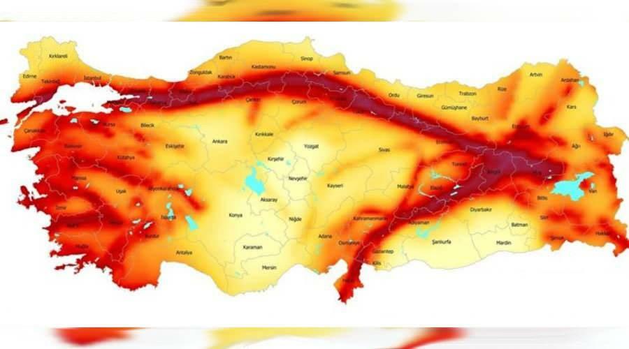 Карта на земетресението в Турция
