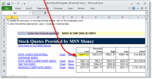 Как да използвате онлайн данни в електронни таблици на Excel 2010 и 2007