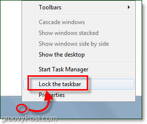 заключете лентата на задачите в Windows 7
