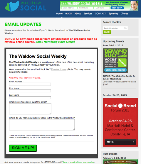 актуализации за социални имейли в waldow