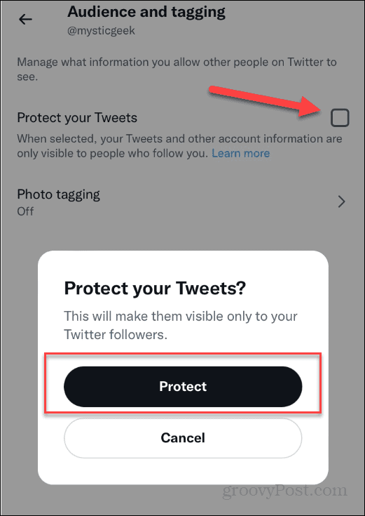 Защита на Tweets Twitter Частно