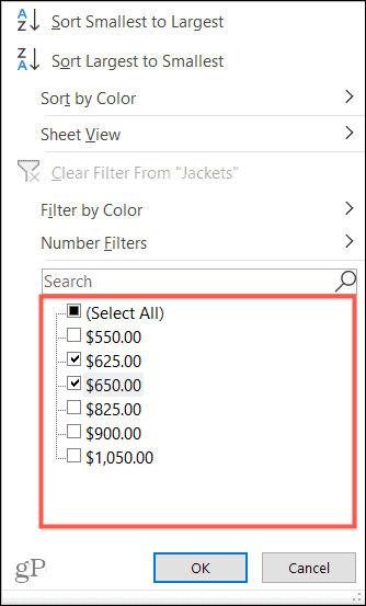 Филтрирайте по стойност в Excel