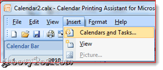 Отпечатване на календари на Overlain Outlook