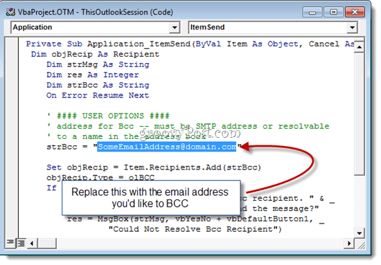 Автоматично BCC с Outlook 2010