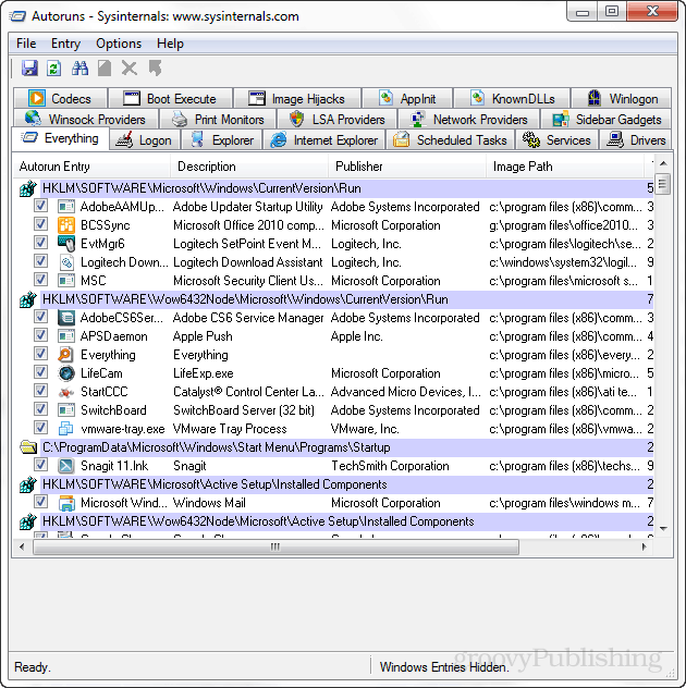 Автомобилите на Sysinternals помагат за управление на елементи за стартиране на Windows