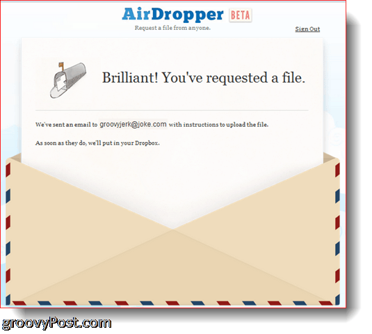AirDropper Dropbox - Файлът е изпратен