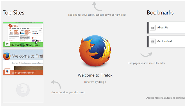 Firefox за Windows 8 Touch Beta Достъпно за обществени тестове