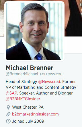 Twitter профил биография на Майкъл Бренер