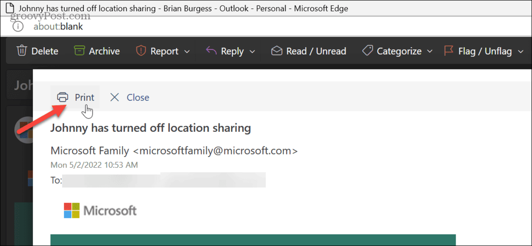 Как да отпечатате имейл от Outlook