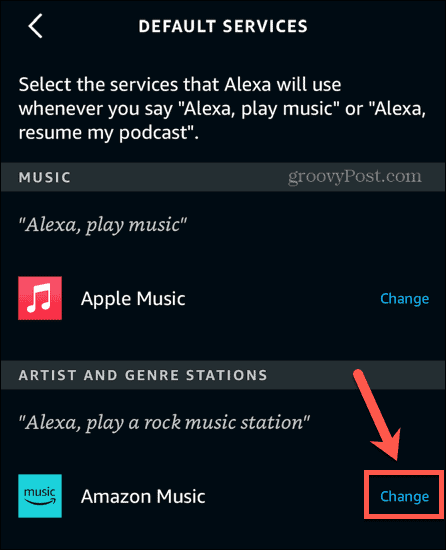 Alexa промени изпълнител и жанр станции