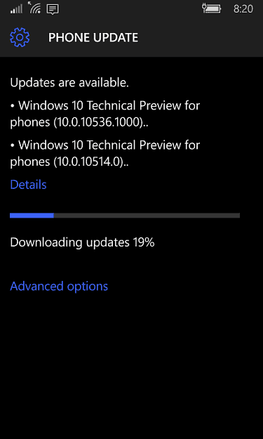 Актуализации на телефона с Windows 10