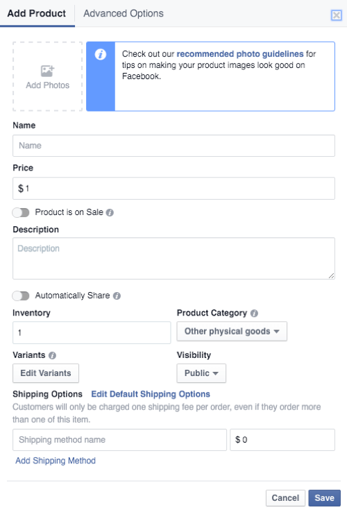 подробности за продукта във facebook shop