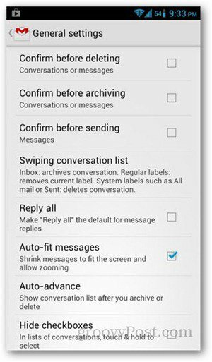 за Gmail настройки-актуализация
