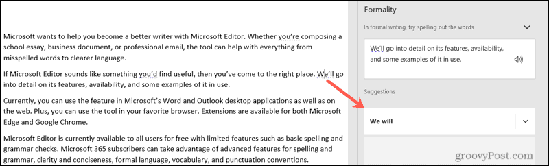 Предложение за Microsoft Editor