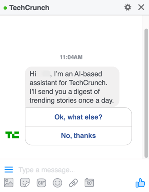 Когато проектирате чатбота си във Facebook Messenger, вие давате на потребителите опции, които да им помогнат да ги насочат през вашите менюта.
