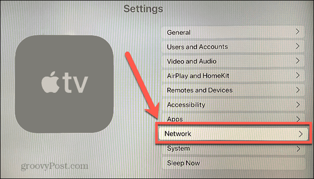 мрежово меню на Apple TV