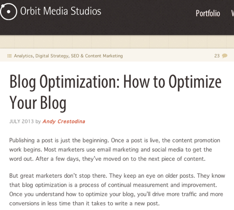 орбита за оптимизиране на блогове
