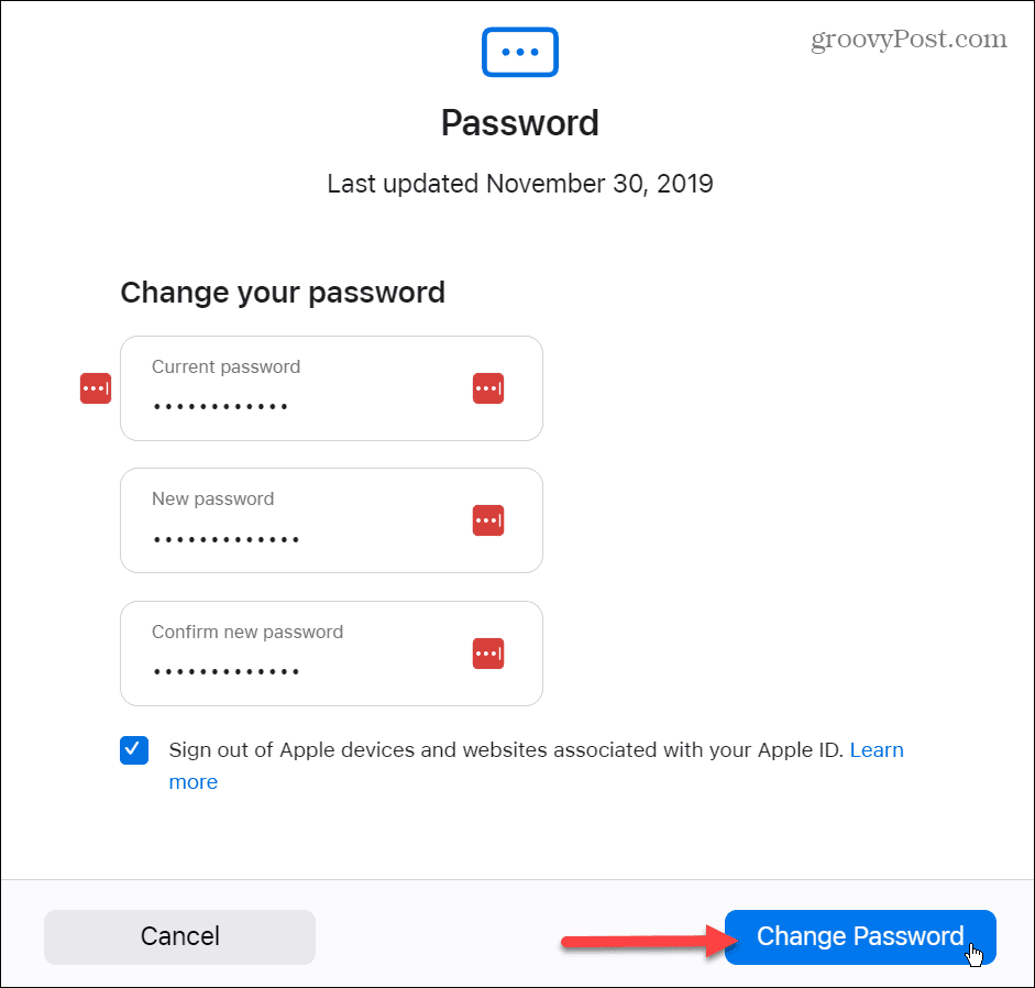 Променете вашата парола за Apple ID