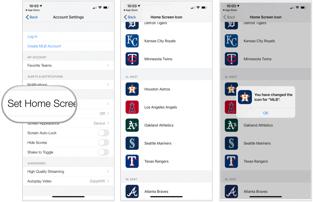 Промяна на началния екран на MLB