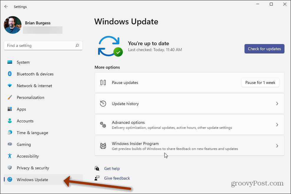 Настройки Windows 11 Windows Update