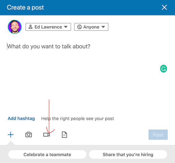 създайте видео публикация в LinkedIn